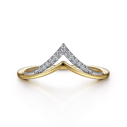 Gabriel & Co. LR51826M45JJ 14K White-Yellow Gold Diamond Chevron Ring