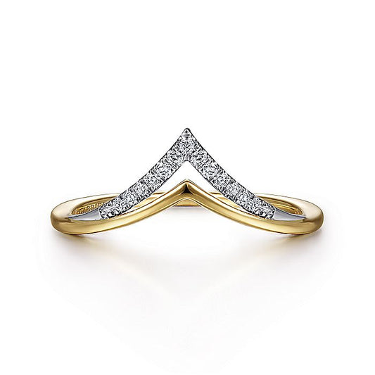 Gabriel & Co. LR51826M45JJ 14K White-Yellow Gold Diamond Chevron Ring