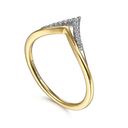 Gabriel & Co. LR51826M45JJ 14K White-Yellow Gold Diamond Chevron Ring