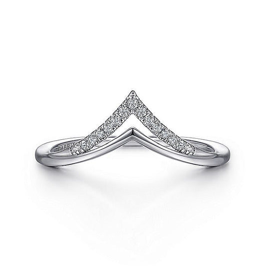 Gabriel & Co. LR51826W45JJ 14K White Gold Curved Double Row Diamond V Ring