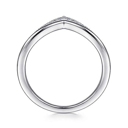 Gabriel & Co. LR51826W45JJ 14K White Gold Curved Double Row Diamond V Ring