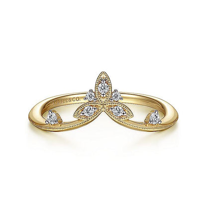 Gabriel & Co. LR51841Y45JJ 14K Yellow Gold Chevron Diamond Ring