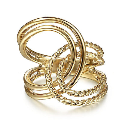Gabriel & Co. LR51872Y4JJJ 14K Yellow Gold Intertwined Twisted and Polished Rope Ring