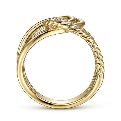 Gabriel & Co. LR51872Y4JJJ 14K Yellow Gold Intertwined Twisted and Polished Rope Ring