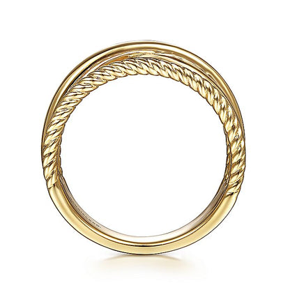 Gabriel & Co. LR51875Y4JJJ 14K Yellow Gold Twisted and Plain Criss Cross Ring