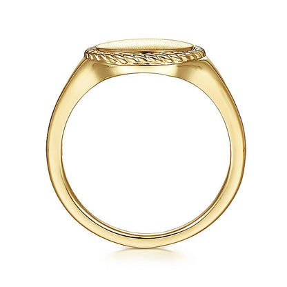 Gabriel & Co. LR51879Y4JJJ 14K Yellow Gold Round Signet Ring with Twisted Rope Frame