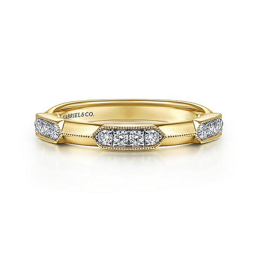 Gabriel & Co. LR51924Y45JJ 14K Yellow Gold Pavé Diamond Station Ring