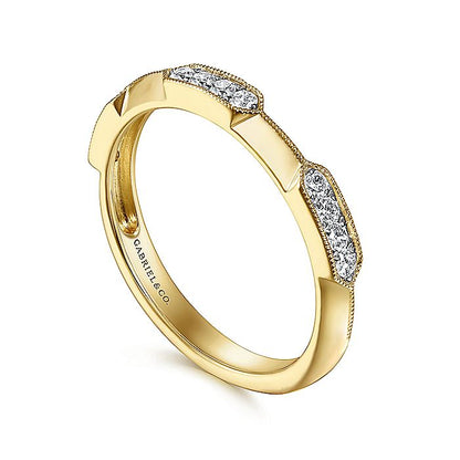 Gabriel & Co. LR51924Y45JJ 14K Yellow Gold Pavé Diamond Station Ring