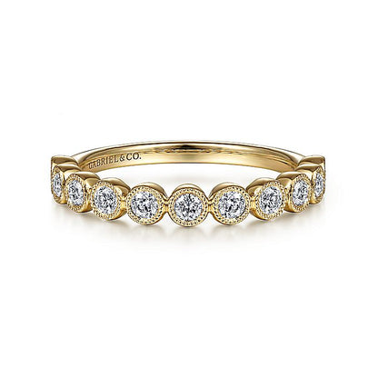 Gabriel & Co. LR51932Y45JJ 14K Yellow Gold Millgrain Bezel Diamond Stackable Ring