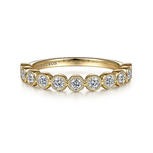 Gabriel & Co. LR51932Y45JJ 14K Yellow Gold Millgrain Bezel Diamond Stackable Ring
