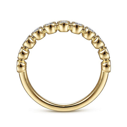 Gabriel & Co. LR51932Y45JJ 14K Yellow Gold Millgrain Bezel Diamond Stackable Ring