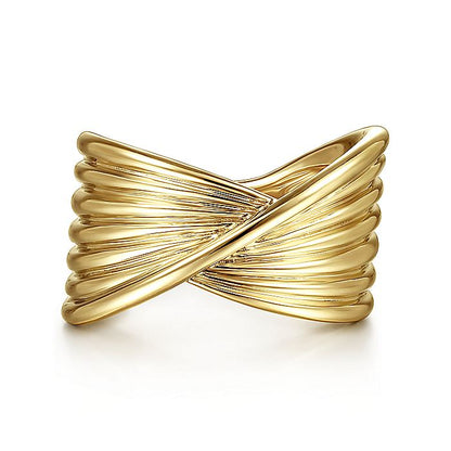 Gabriel & Co. LR51953Y4JJJ 14K Yellow Gold Textured Rows Twist Ring