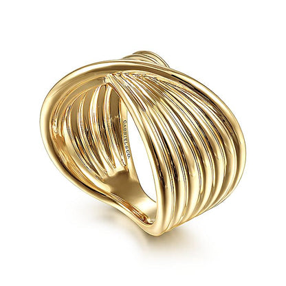 Gabriel & Co. LR51953Y4JJJ 14K Yellow Gold Textured Rows Twist Ring