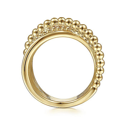 Gabriel & Co. LR51967Y4JJJ 14K Yellow Gold High Polished Bujukan Bead Criss Cross Ring