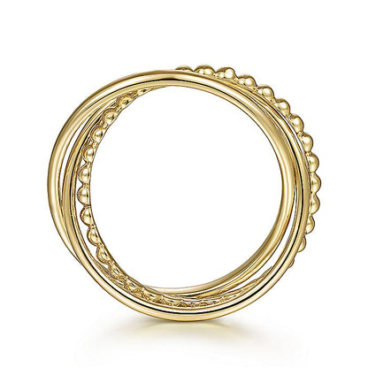 Gabriel & Co. LR51974-6Y4JJJ 14K Yellow Gold Bujukan Criss Cross Eternity Ring