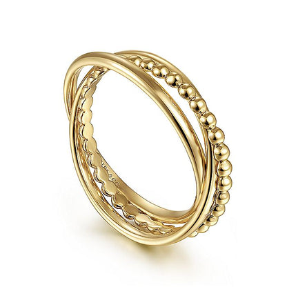 Gabriel & Co. LR51974-6Y4JJJ 14K Yellow Gold Bujukan Criss Cross Eternity Ring