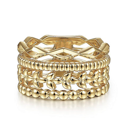 Gabriel & Co. LR51987Y4JJJ 14K Yellow Gold Multi Row Wide Ring