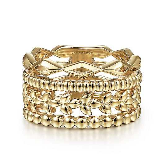 Gabriel & Co. LR51987Y4JJJ 14K Yellow Gold Multi Row Wide Ring