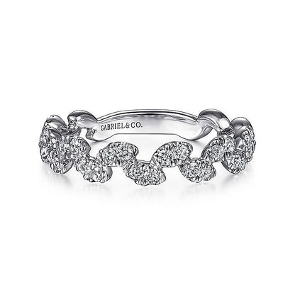 Gabriel & Co. LR52009W45JJ 14K White Gold Diamond Leaf Ring