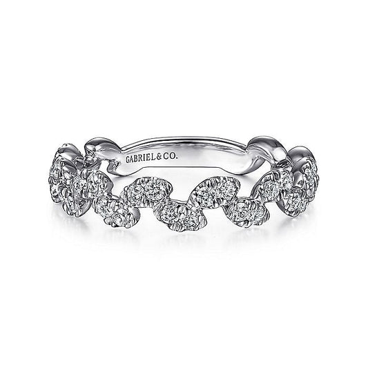 Gabriel & Co. LR52009W45JJ 14K White Gold Diamond Leaf Ring