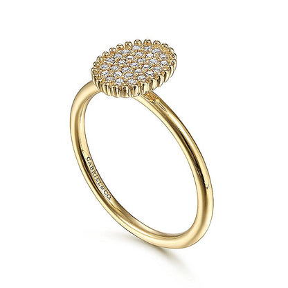 Gabriel & Co. LR52027Y45JJ 14K Yellow Gold Diamond Pavé Oval Ring