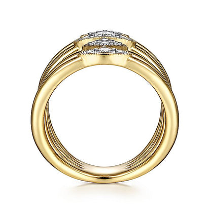 Gabriel & Co. LR52029Y45JJ 14K Yellow Gold Geometric Station Diamond Pavé Statement Ring