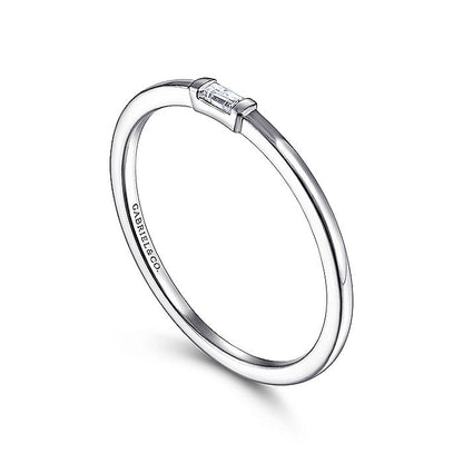 Gabriel & Co. LR52077W43JJ 14K White Gold Ring with Diamond Baguette