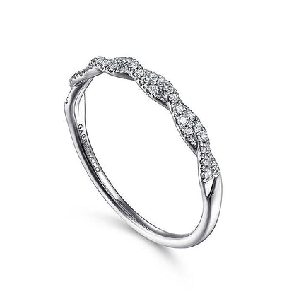 Gabriel & Co. LR52078W45JJ 14K White Gold Twisted Diamond Band