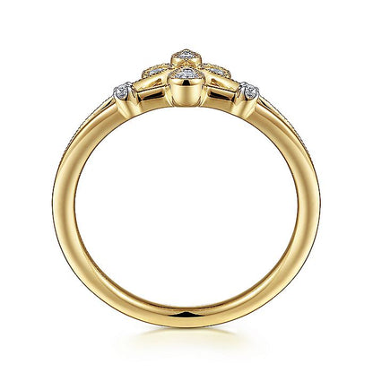 Gabriel & Co. LR52115Y45JJ 14K Yellow Gold Two Row Diamond Chevron Ring