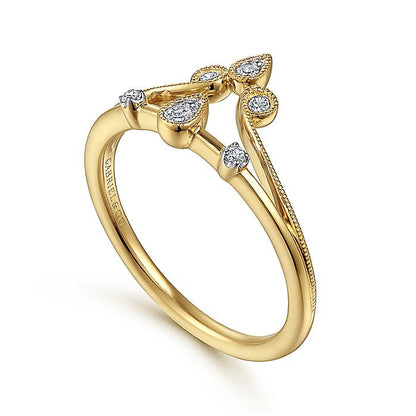 Gabriel & Co. LR52115Y45JJ 14K Yellow Gold Two Row Diamond Chevron Ring