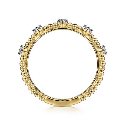 Gabriel & Co. LR52161Y45JJ 14K Yellow Gold Diamond and Bujukan Bead Station Ring