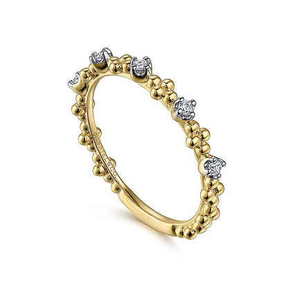 Gabriel & Co. LR52161Y45JJ 14K Yellow Gold Diamond and Bujukan Bead Station Ring