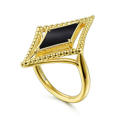 Gabriel & Co. LR52182Y4JOX 14K Yellow Gold Onyx Rhombus Bujukan Ring