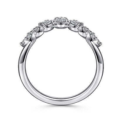 Gabriel & Co. LR52192W45JJ 14K White Gold Diamond Burst Curved Ring