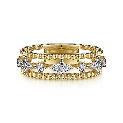 Gabriel & Co. LR52199Y45JJ 14K Yellow Gold Diamond and Bujukan Bead Ring