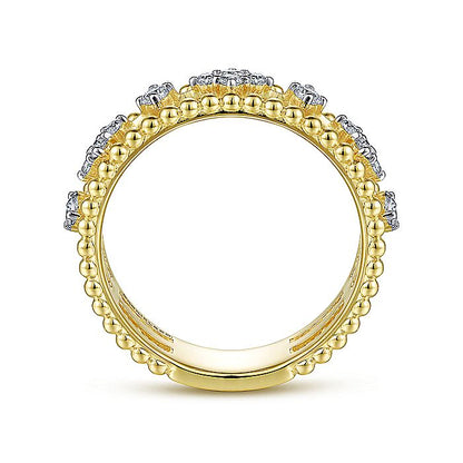 Gabriel & Co. LR52199Y45JJ 14K Yellow Gold Diamond and Bujukan Bead Ring