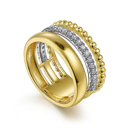 Gabriel & Co. LR52203M45JJ 14K White-Yellow Gold Wide Band Diamond Bujukan Ring