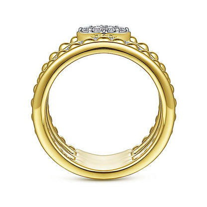 Gabriel & Co. LR52215M45JJ 14K White-Yellow Gold Bujukan And Diamond Wide Band