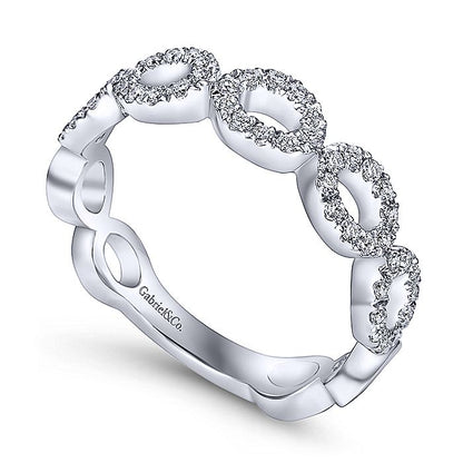 Gabriel & Co. LR6222W45JJ 14K White Gold Open Circles Diamond Band