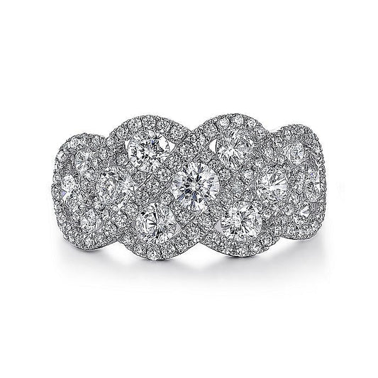 Gabriel & Co. LR6258W44JJ 14K White Gold Woven Diamond Statement Ring