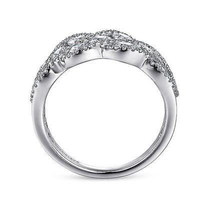 Gabriel & Co. LR6258W44JJ 14K White Gold Woven Diamond Statement Ring