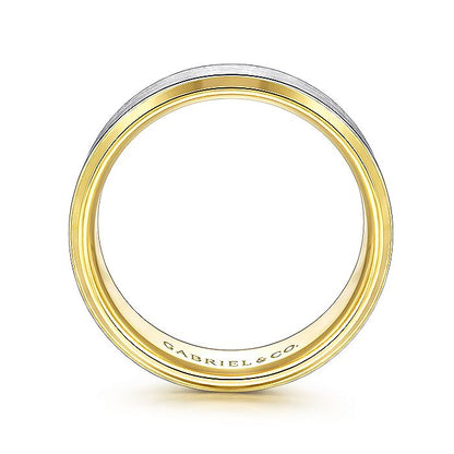 Gabriel & Co. MBH0120-80M4JJJ 14K White-Yellow Gold 8mm Satin Beveled Edge Men's Wedding Band