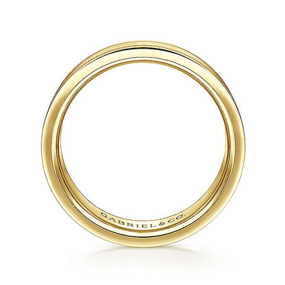 Gabriel & Co. MBH0139-60Y4JJJ 14K Yellow Gold 6mm - Satin Milgrain Channel Men's Wedding Band