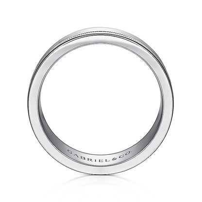 Gabriel & Co. MBH0140-70W4JJJ 14K White Gold 7mm - High Polished Men's Wedding Band with Millgrain