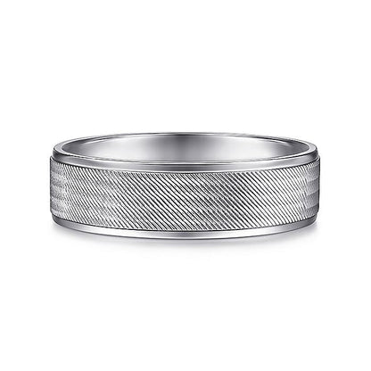 Gabriel & Co. MBL0102-60W4JJJ 14K White Gold 6mm - Brushed Finish and Polished Edge Men's Wedding Band