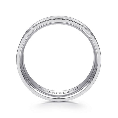 Gabriel & Co. MBL0143-70W4JJJ 14K White Gold 7mm - Satin Finish and Polished Edge Men's Wedding Band