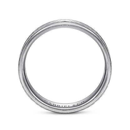Gabriel & Co. MBL0146-60W4JJJ 14K White Gold 6mm - Hammered Center and Polished Edge Men's Wedding Band