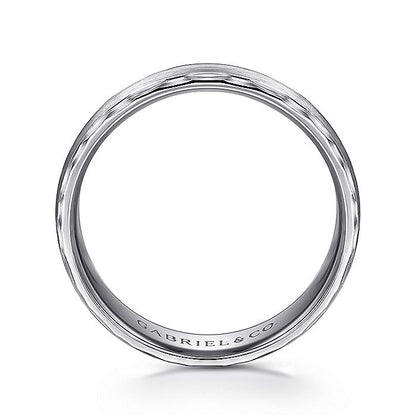 Gabriel & Co. MBM0105-60W4JJJ 14K White Gold 6mm - Diamond Coin Cut Edge Satin Finish Men's Wedding Band