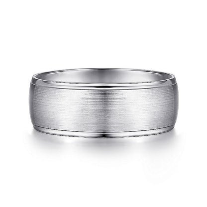Gabriel & Co. MBM0107-80W4JJJ 14K White Gold 8mm - Satin Center and Polished Edge Men's Wedding Band
