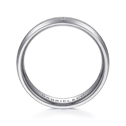 Gabriel & Co. MBM0108-60W4JJJ 14K White Gold 6mm - Engraved Channel Center, Satin Finish Men's Wedding Band